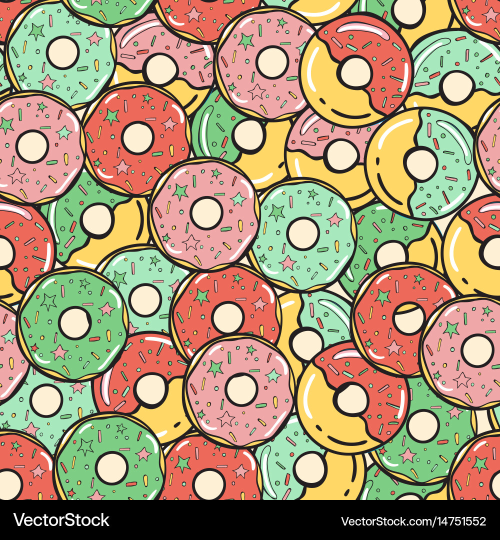 Seamless pattern colored donuts Royalty Free Vector Image