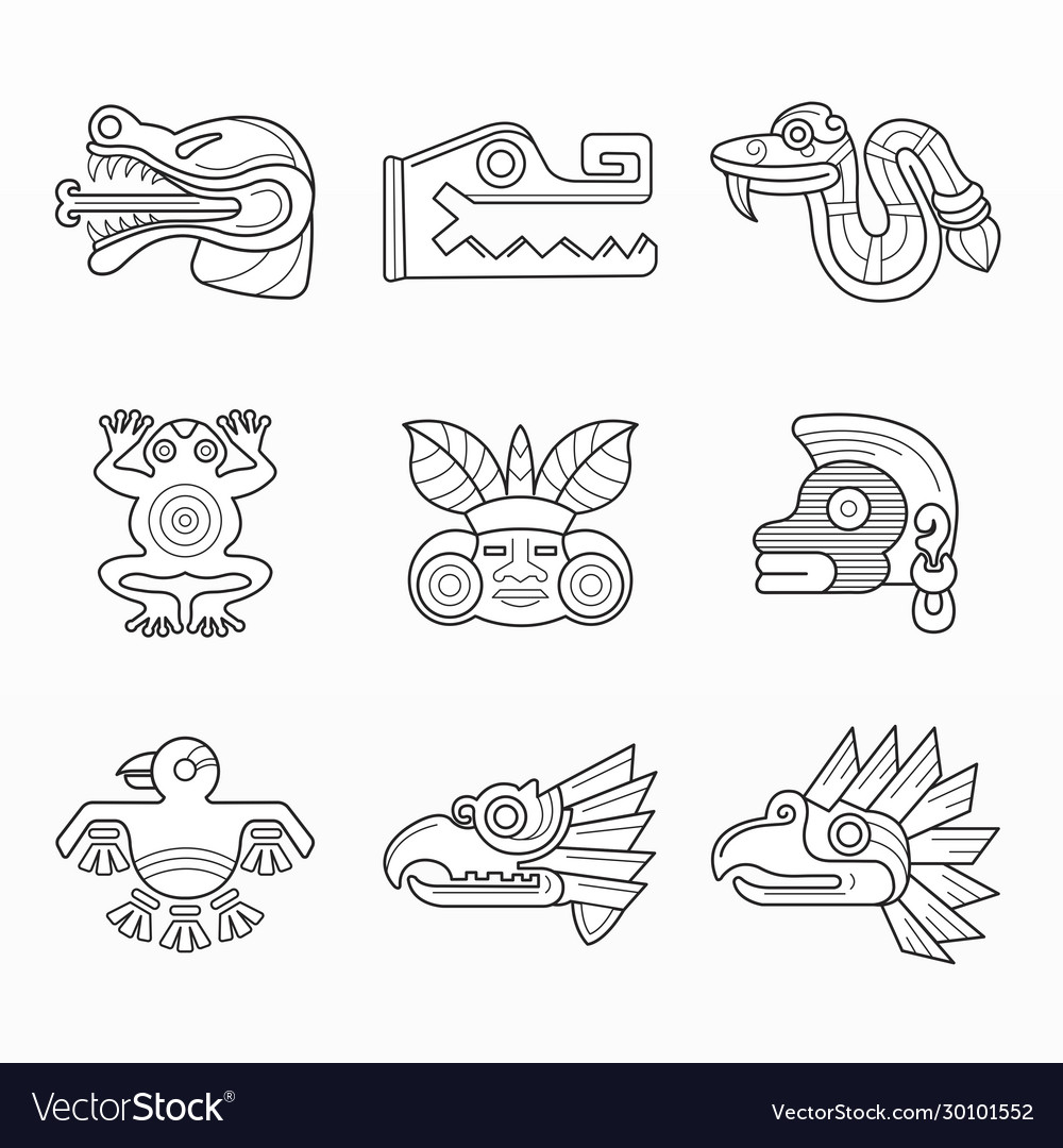 Variety mayan elements set Royalty Free Vector Image