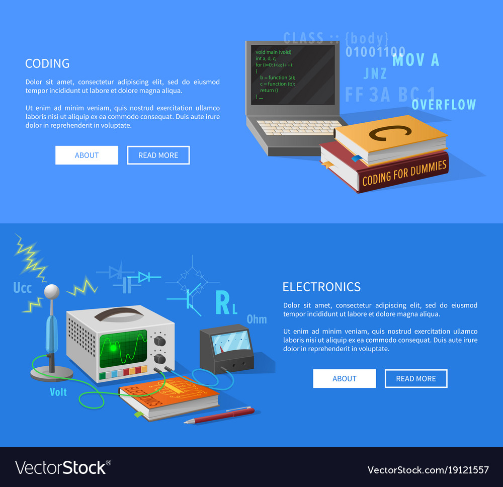 Coding and electronics courses informative page Vector Image