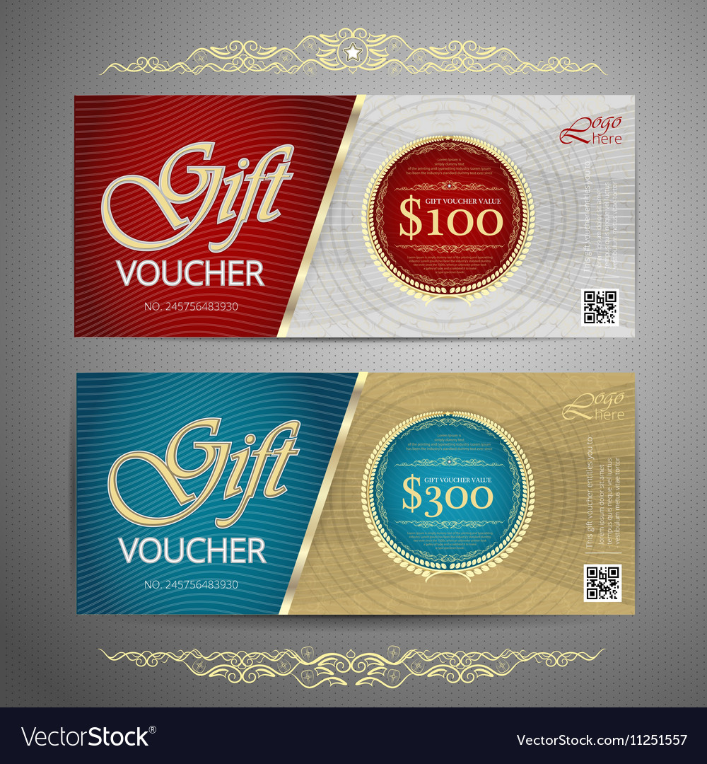 Gift voucher template with colorful patterncute Vector Image