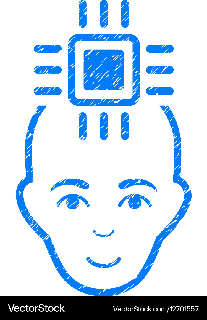 Neural Computer Interface Grainy Texture Icon Vector Image