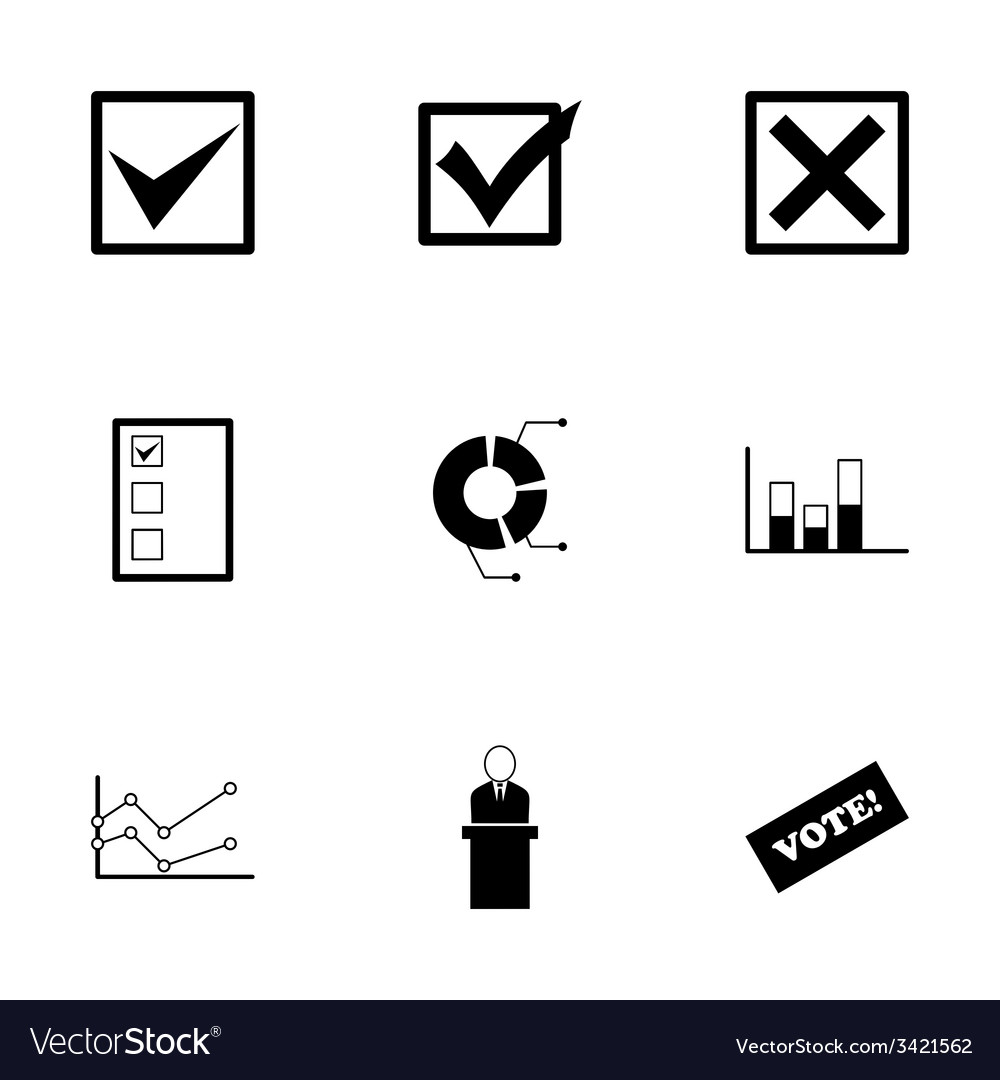 Black election icon set Royalty Free Vector Image