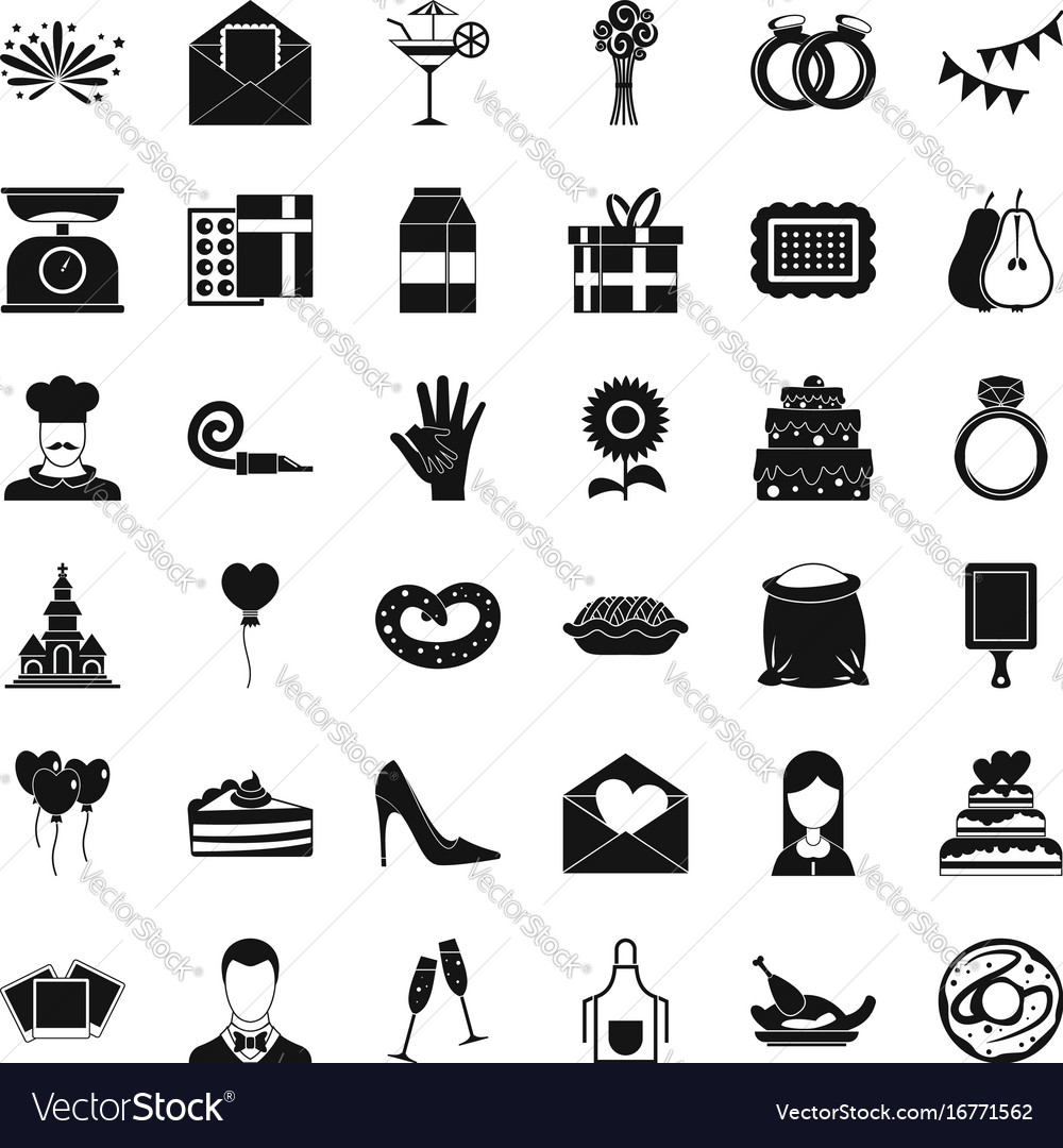 Celebration cake icons set simple style Royalty Free Vector