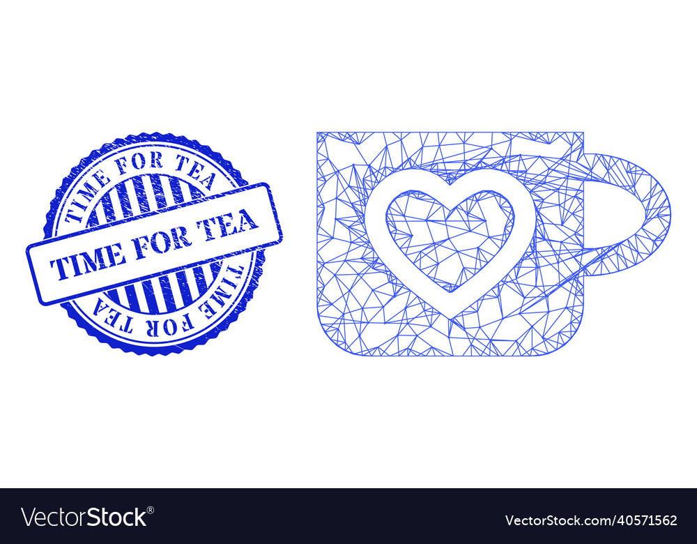 Distress Time For Tea Stamp And Net Favourite Cup Vector Image