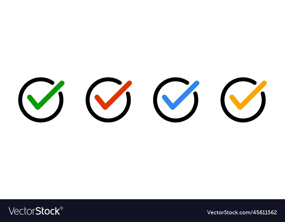 Flat design round checkbox icon set Royalty Free Vector