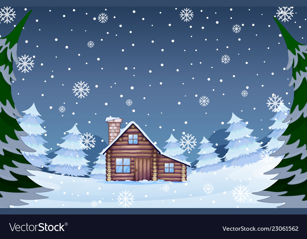 House in the winter forest Royalty Free Vector Image