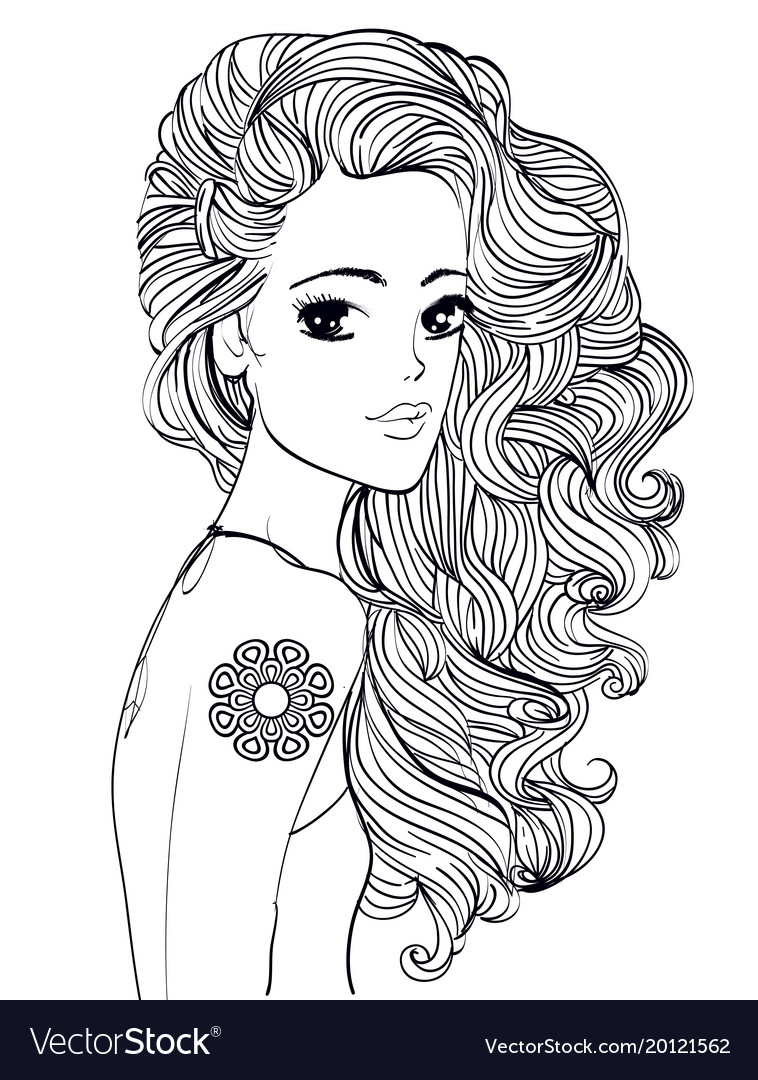 Portrait of a young woman with long hair Vector Image