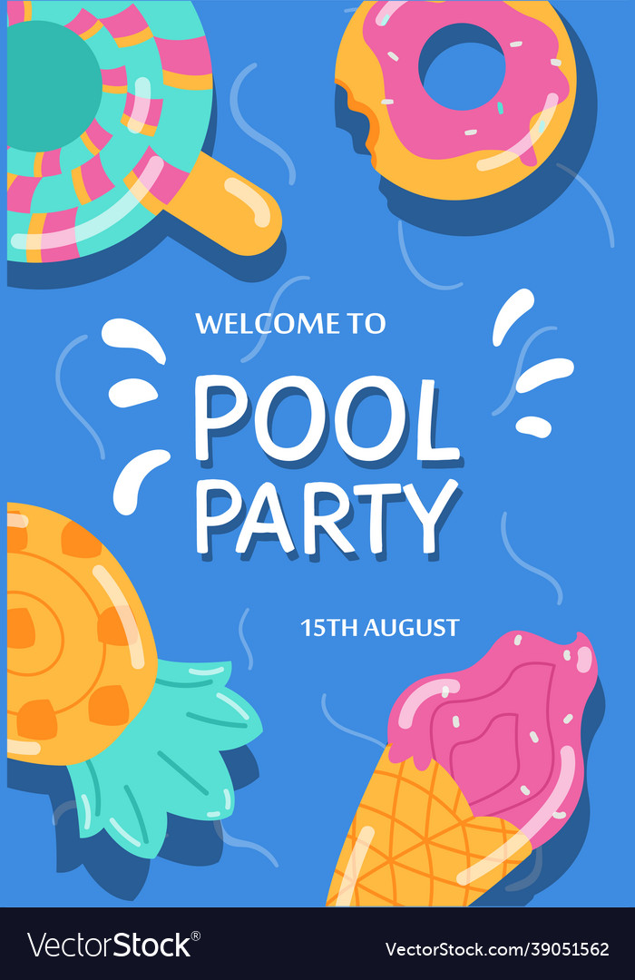 Summer pool party banner or invitation Royalty Free Vector