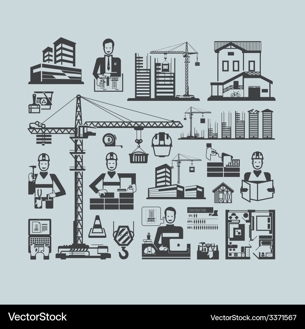 Icons construction Royalty Free Vector Image - VectorStock