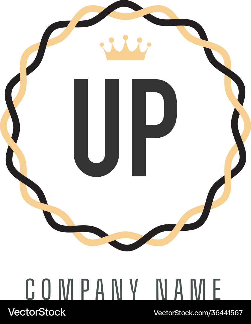 Initial Letter Up King Logo Concept Vintage Logo Vector Image