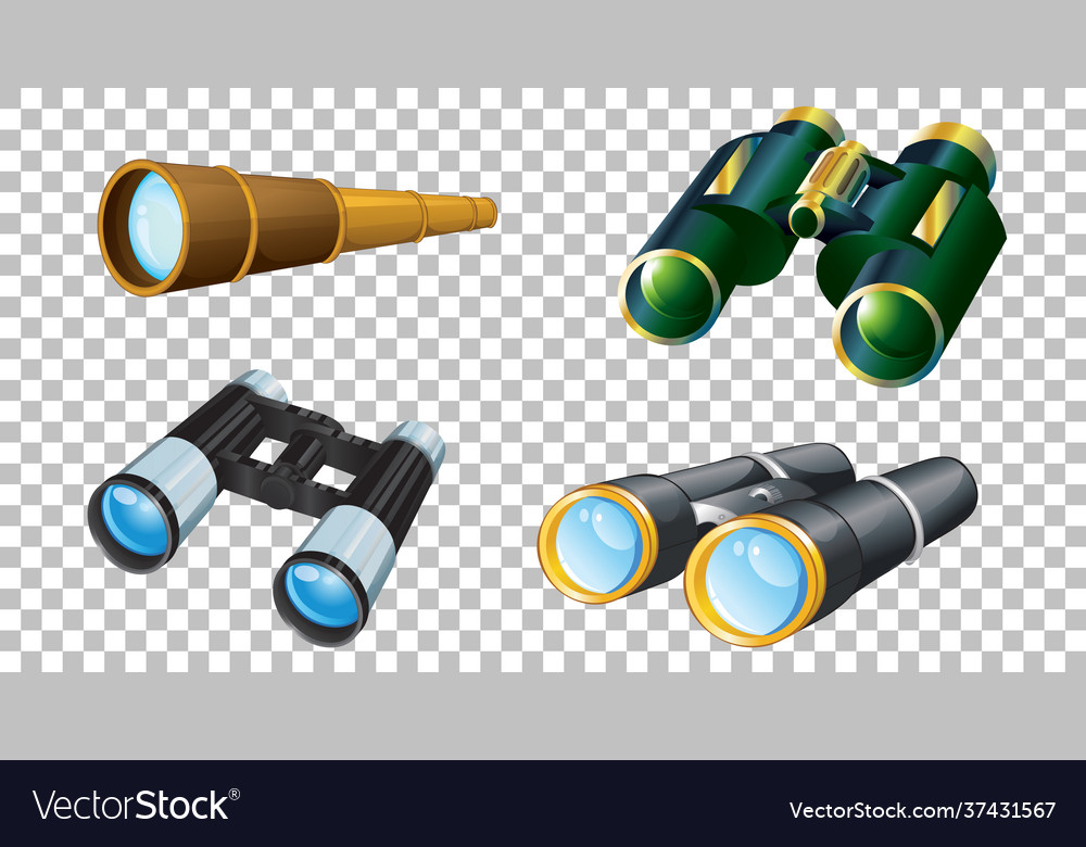 Set different binoculars isolated Royalty Free Vector Image