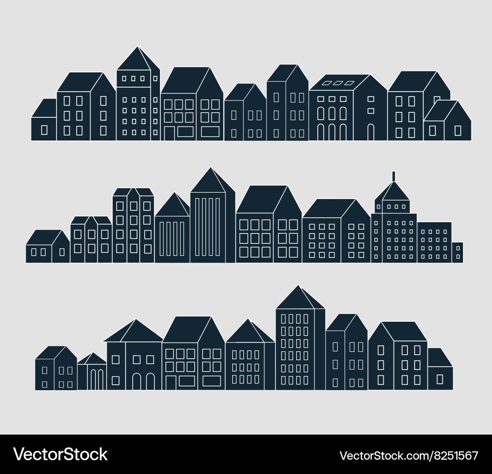 Set linear landscape Royalty Free Vector Image