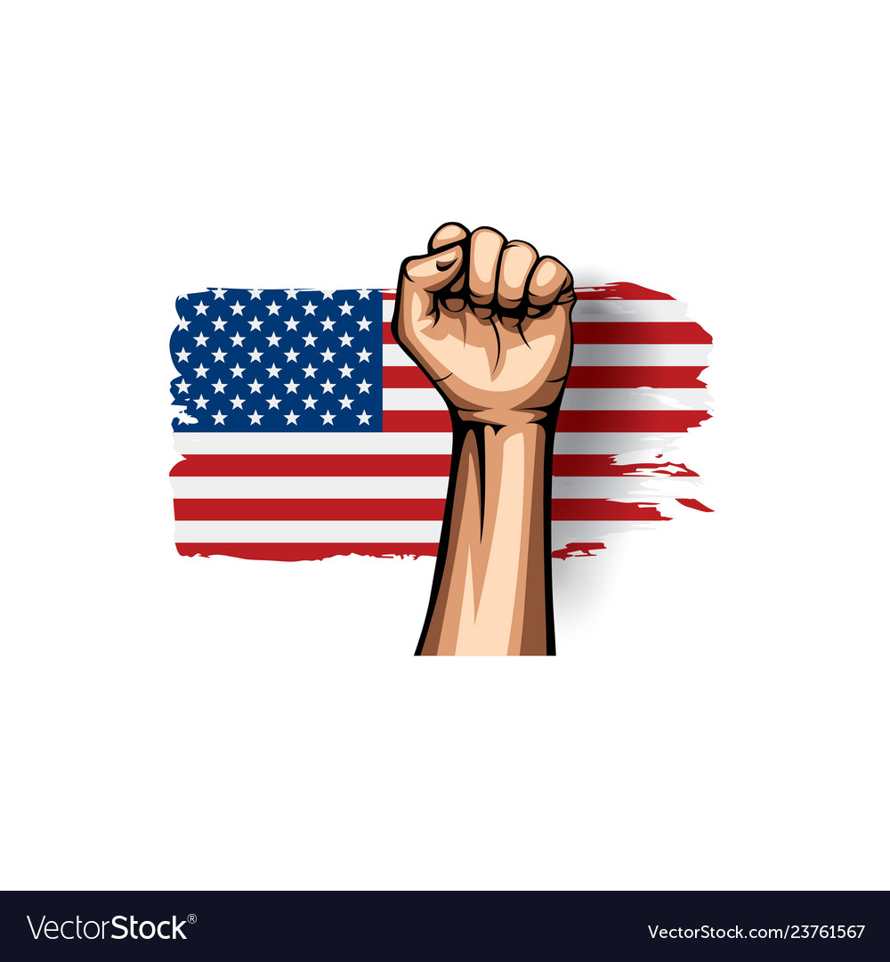 Usa flag and hand on white background Royalty Free Vector