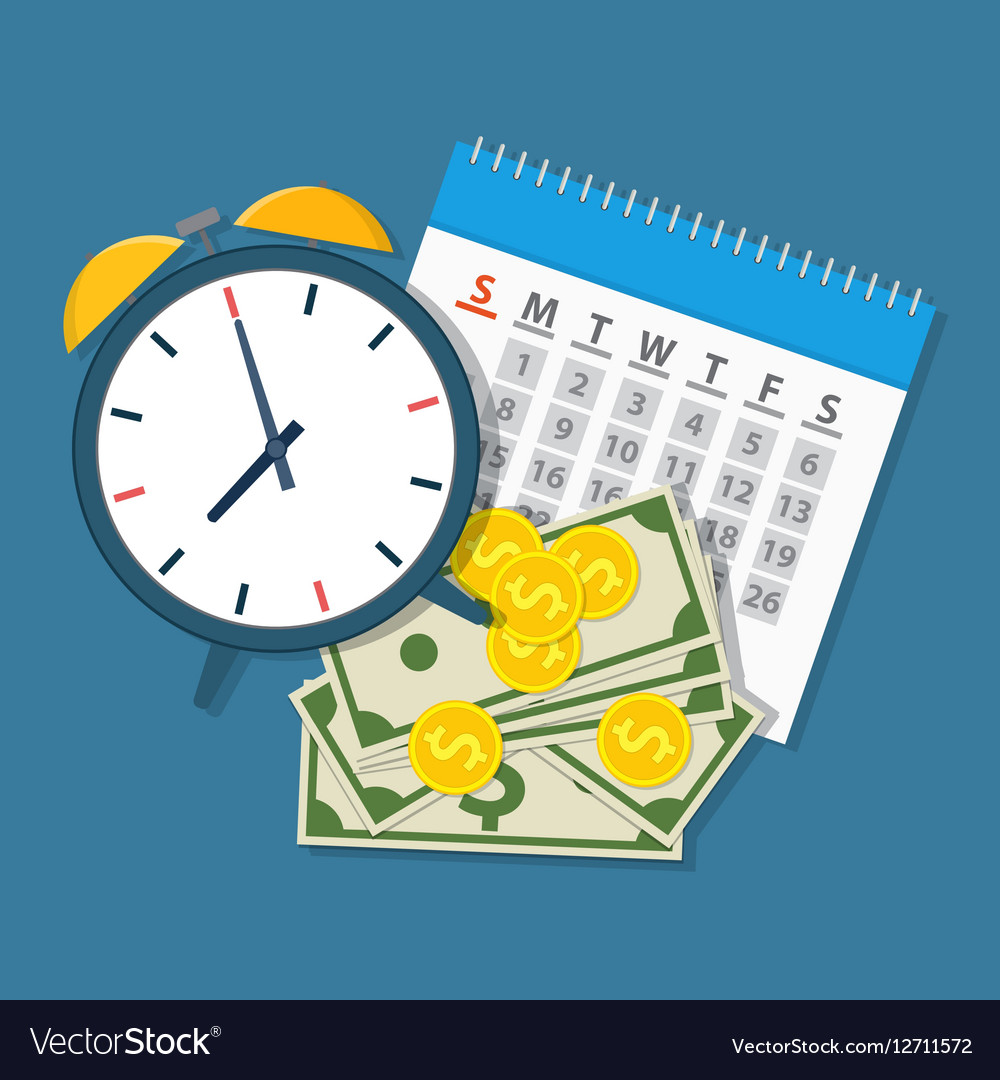 Alarm clock calendar money Royalty Free Vector Image