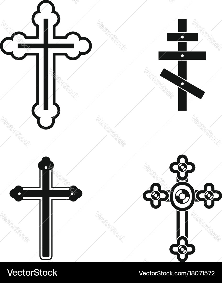 Cross icon set simple style Royalty Free Vector Image