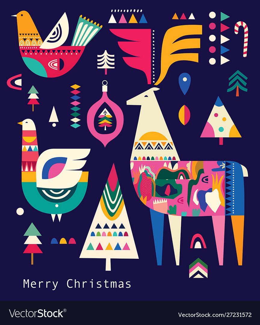 Decorative christmas collection in scandinavian Vector Image