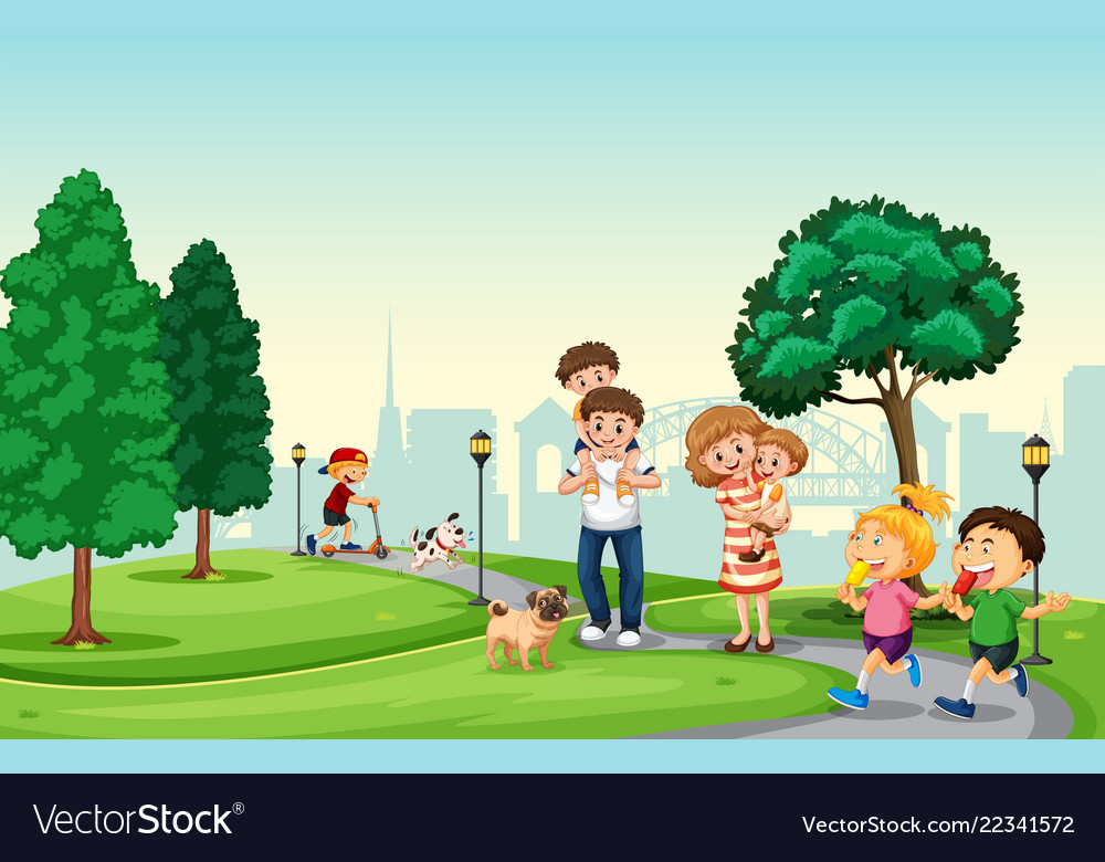 People spend holiday in the park Royalty Free Vector Image