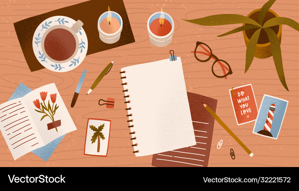 Top View Empty Paper Notepad For Drawing Or Write Vector Image