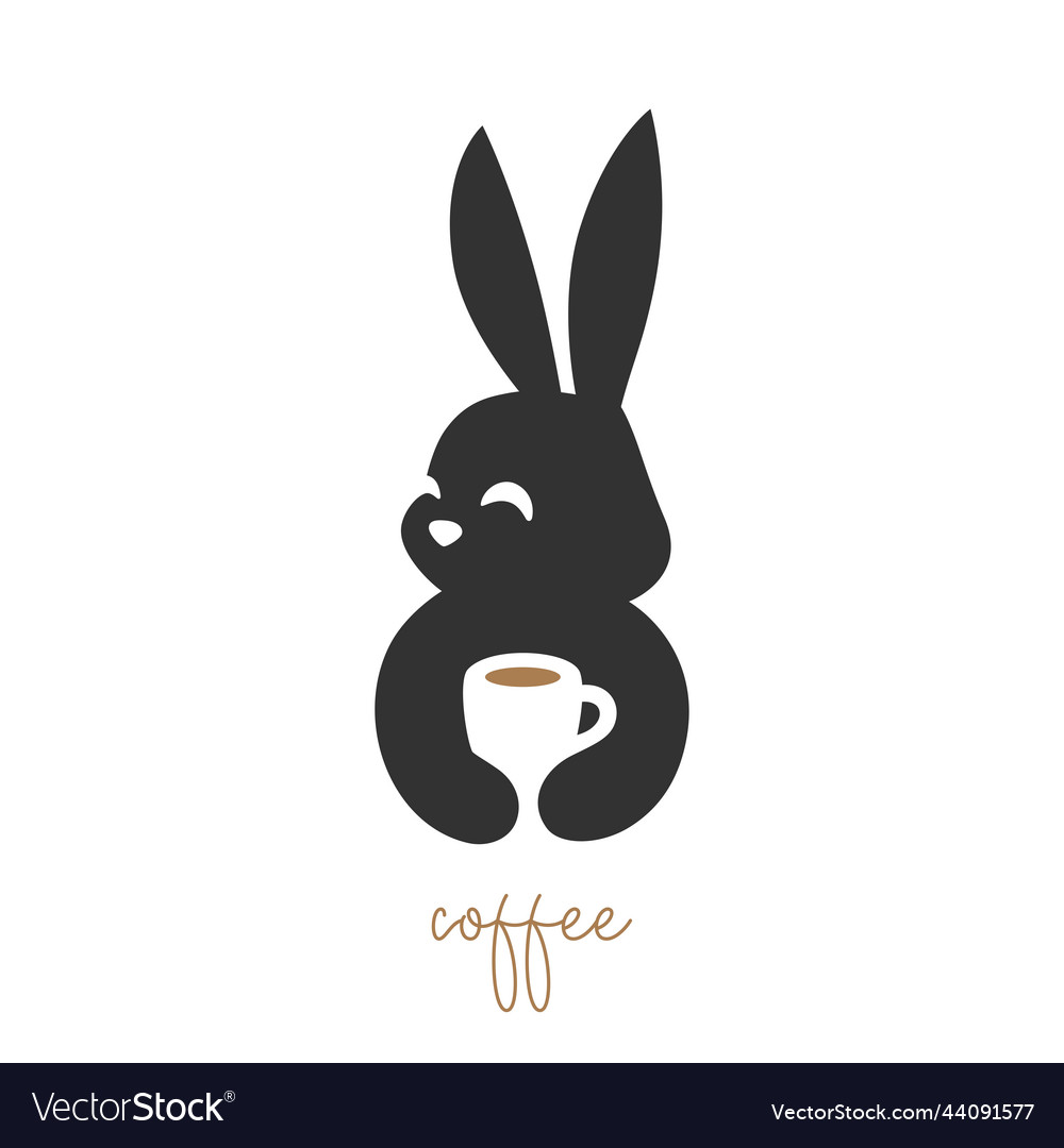 Bunny coffee logo icon Royalty Free Vector Image