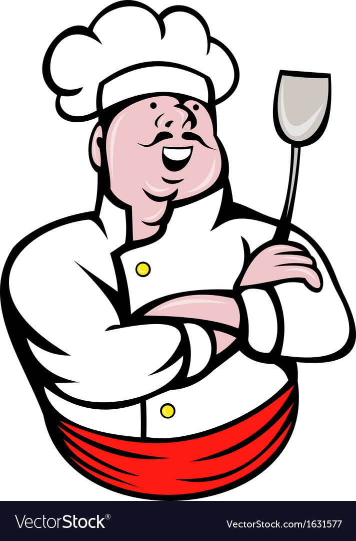 chef cook baker arms crossed cartoon royalty free vector