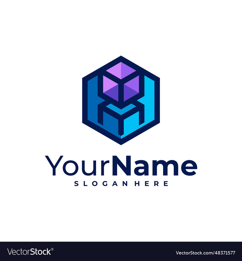 Creative cube logo hexagon design template Vector Image