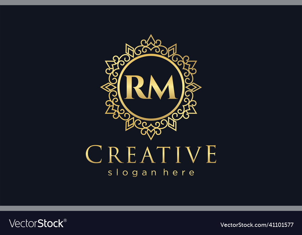 Rm Initial Letter Luxury Calligraphic Feminine Vector Image