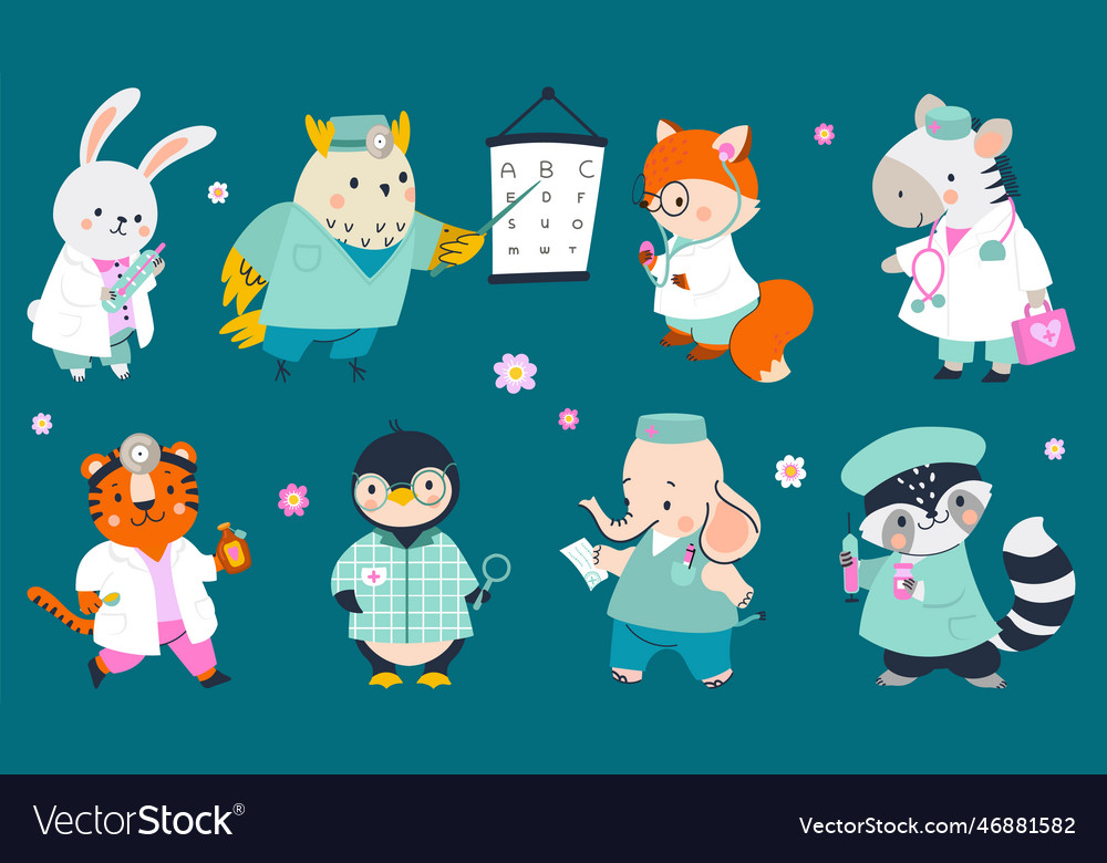 Cartoon Animals Doctors Funny Royalty Free Vector Image