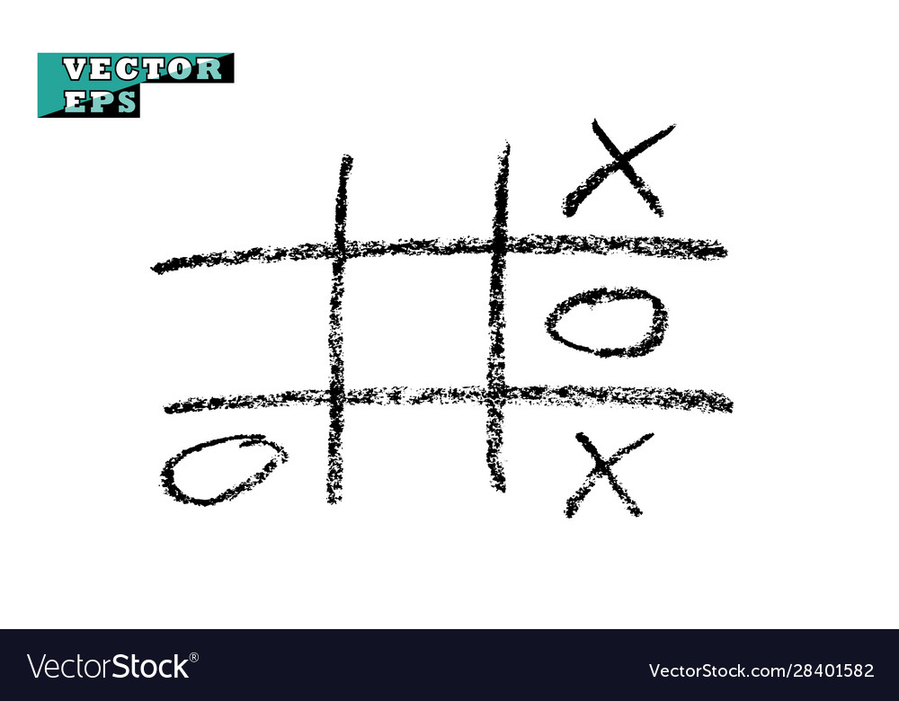 Tic Tac Toe Grid Chalk Hand Drawn Game Board Stock Vector - Illustration of  board, player: 238812429