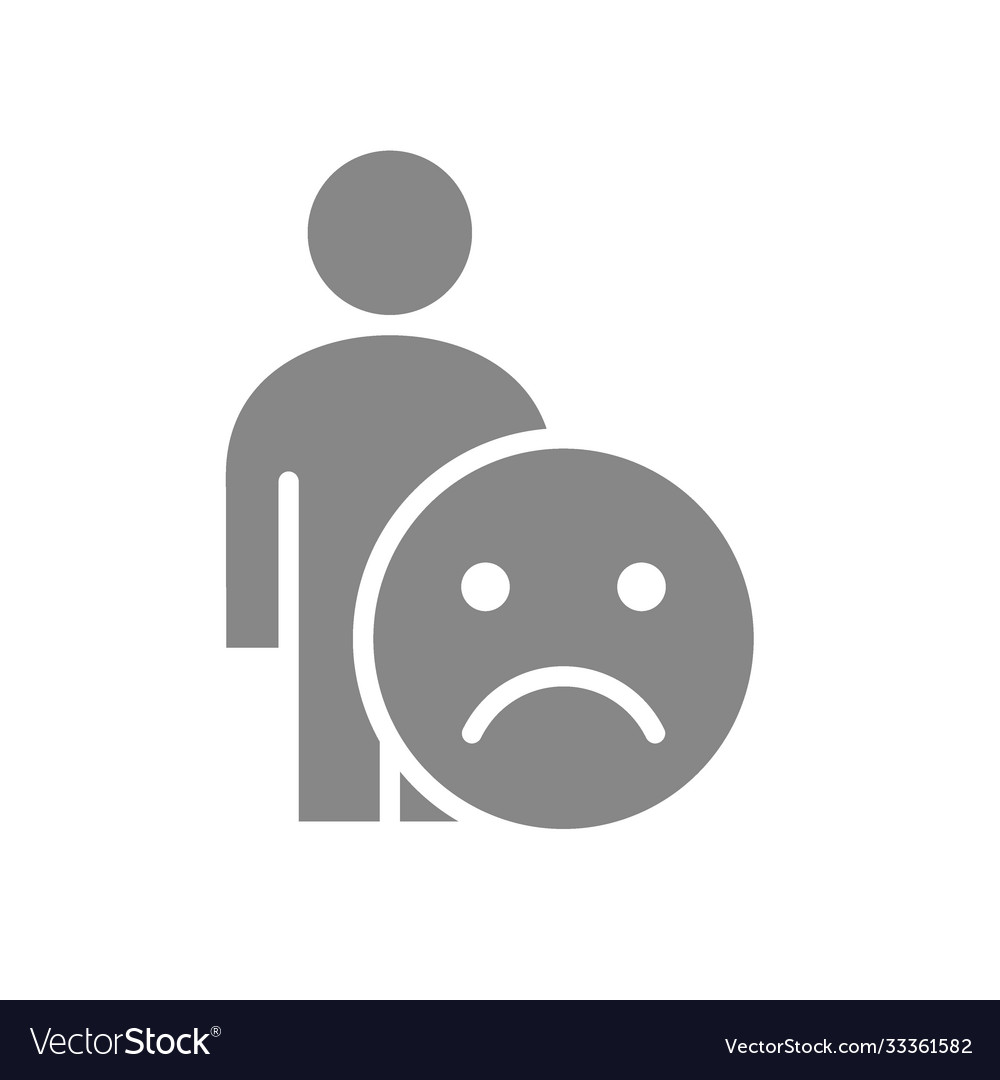 User Profile with Sad Face Grey Icon. Sad Rating, Dislike, Feedback Symbol  Stock Vector - Illustration of company, opinion: 191056557