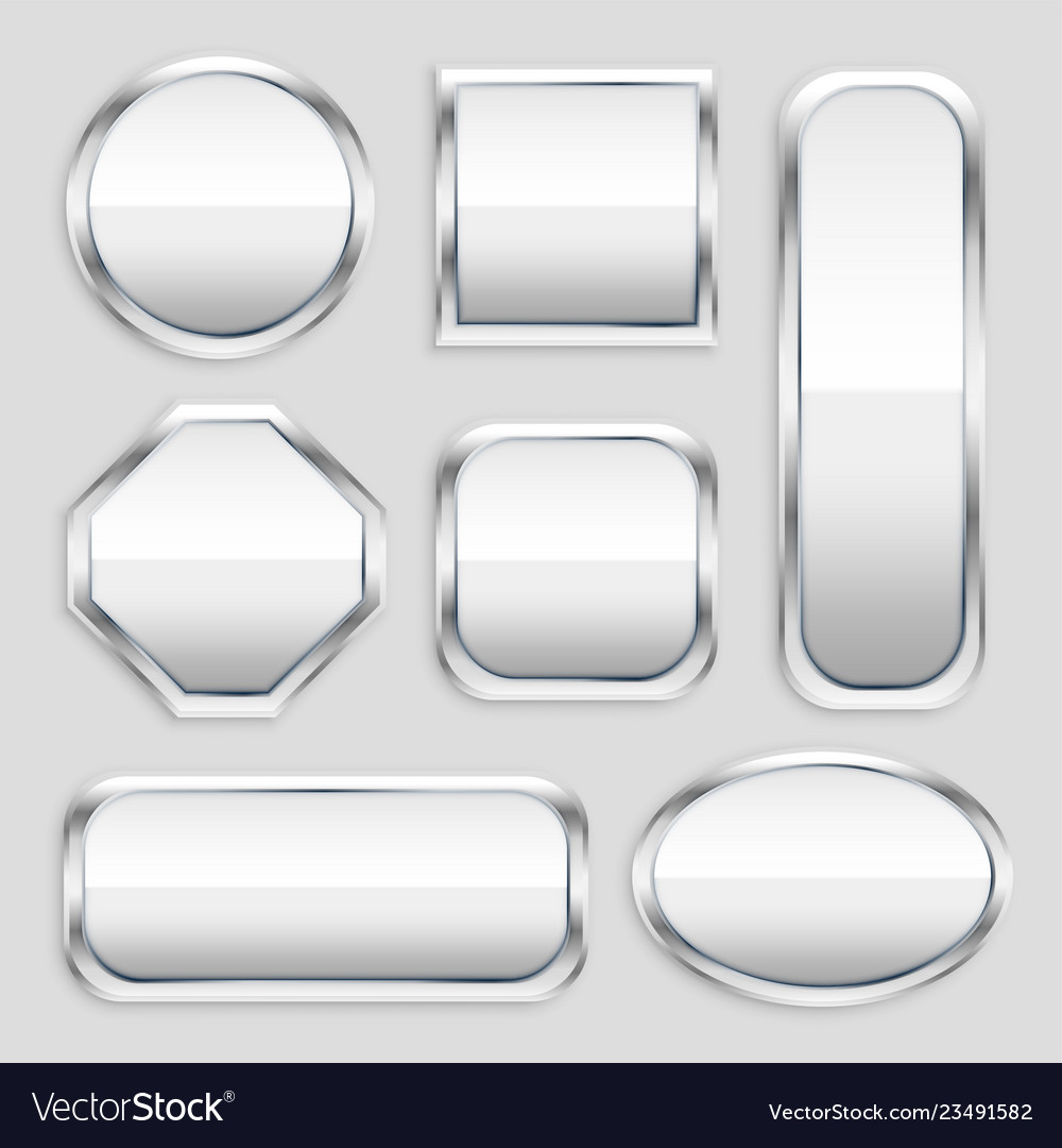 Set Of Glossy Metal Button In Different Shapes Vector Image