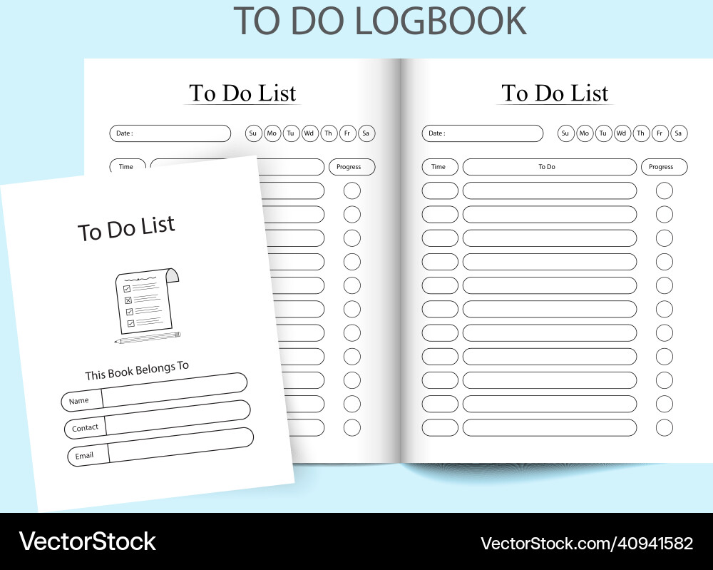 To do list notebook kdp interior task Royalty Free Vector