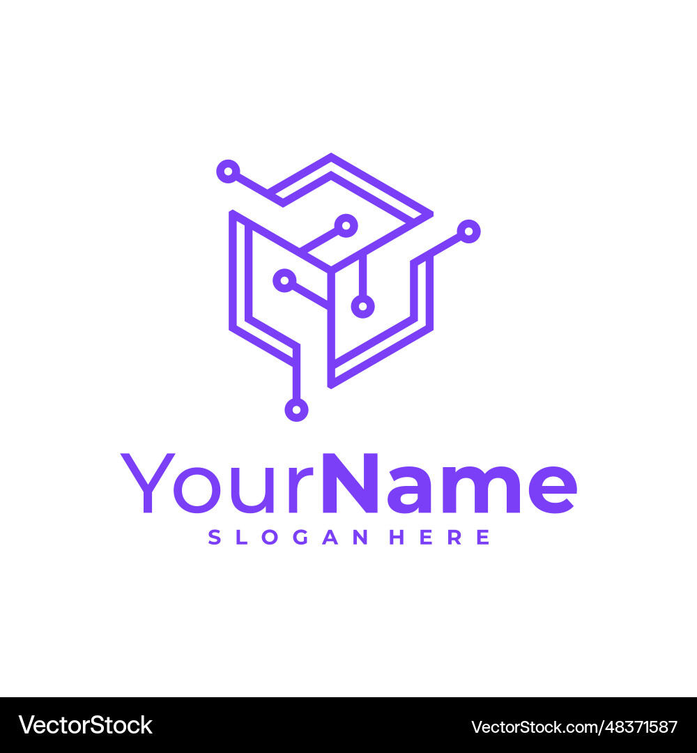 Creative cube logo hexagon design template Vector Image