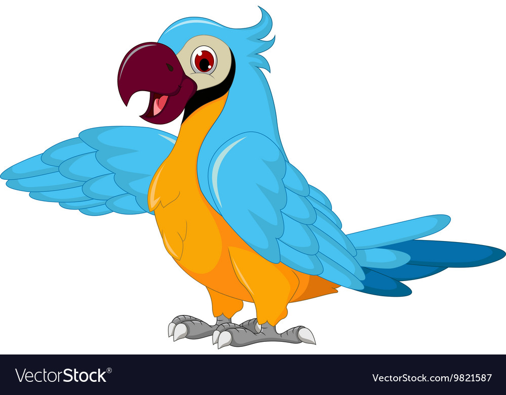 Cute parrot cartoon posing Royalty Free Vector Image