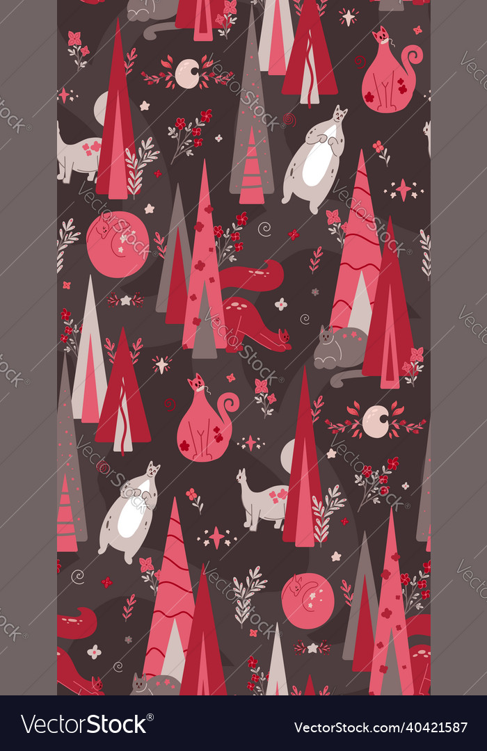 Delicate pattern with stylized fir trees stars vector image Delicate pattern with stylized fir trees stars