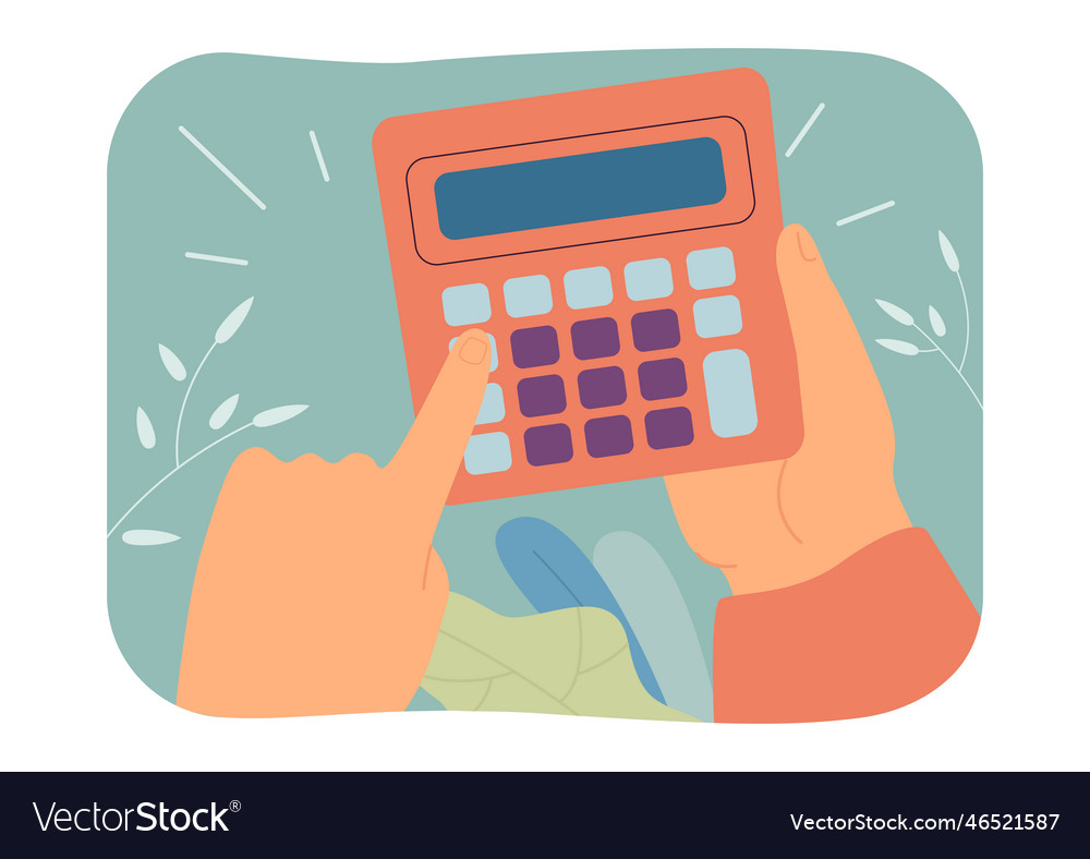 Hands Holding Calculator Flat Royalty Free Vector Image Hands Holding Calculator Flat Royalty Free Vector Image