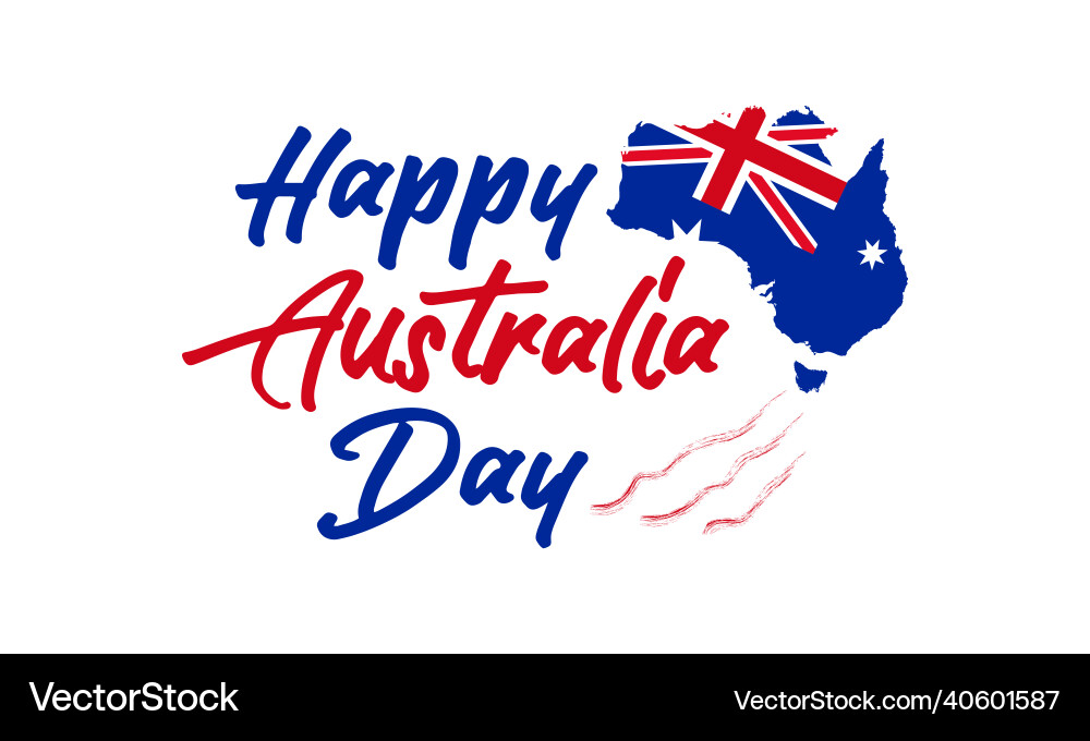 Happy australia day calligraphy lettering on map Vector Image