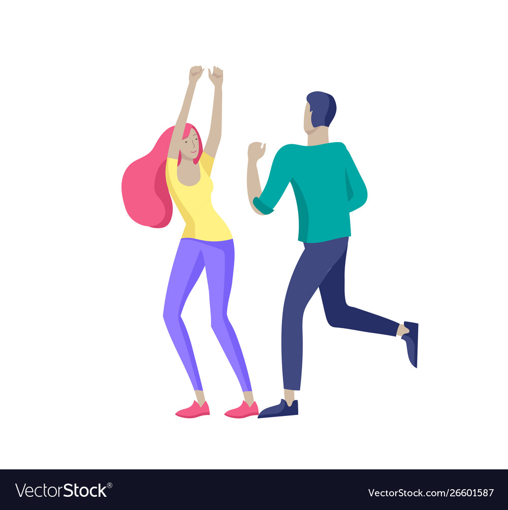 Jumping character in various poses group young Vector Image