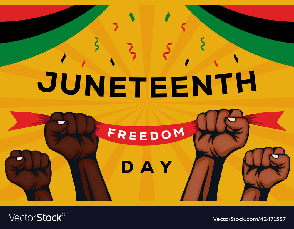 Juneteenth design background with strong fist Vector Image