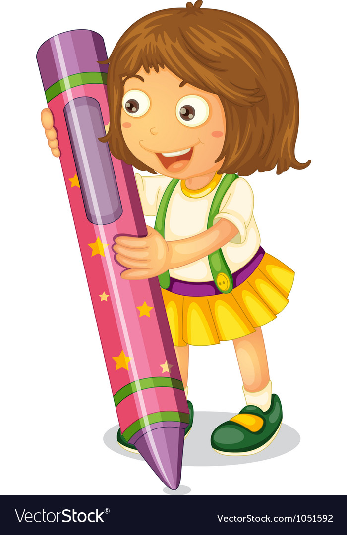 A girl holding pencil Royalty Free Vector Image