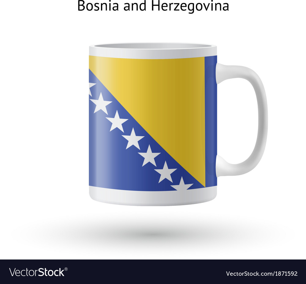 Bosnia and herzegovina flag souvenir mug on white Vector Image