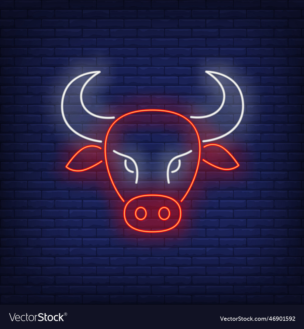 Buffalo face neon sign Royalty Free Vector Image