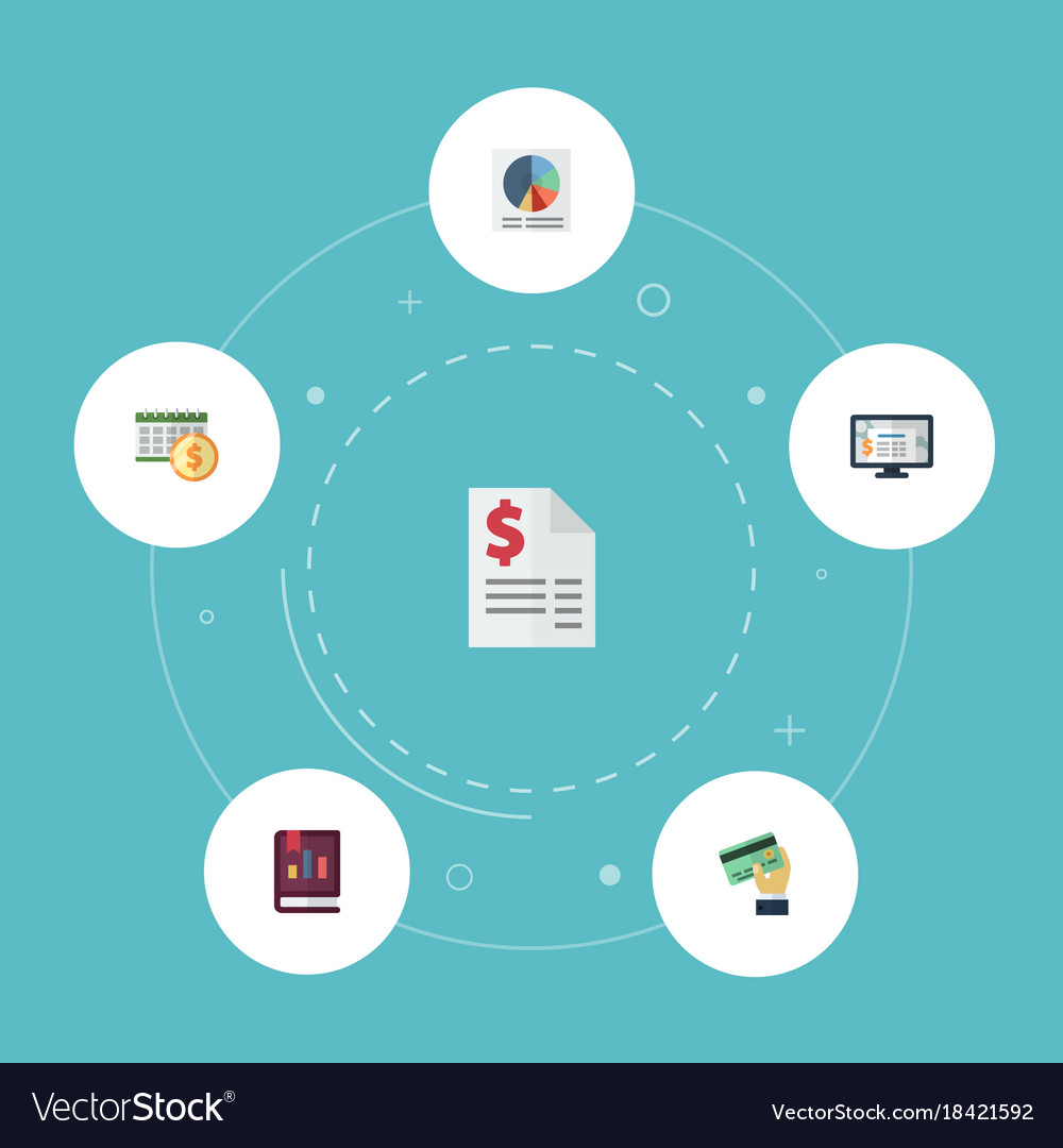 Flat icons pie bar duty accounting system Vector Image