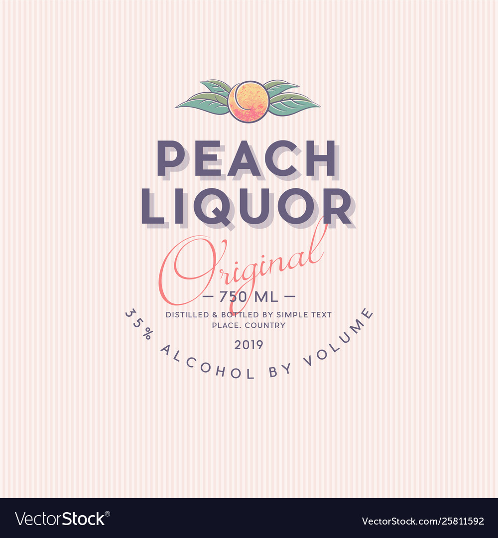 Ripe Peach Liquor Label Packaging Design Vector Image