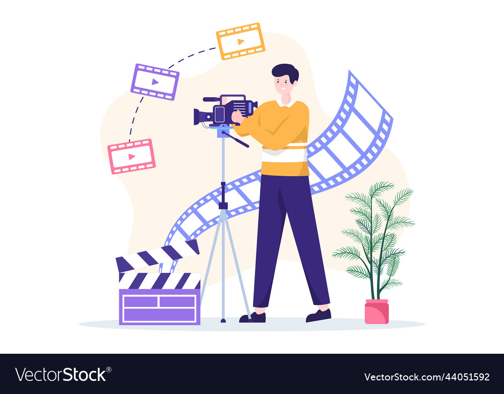 Videographer services template hand drawn cartoon Vector Image