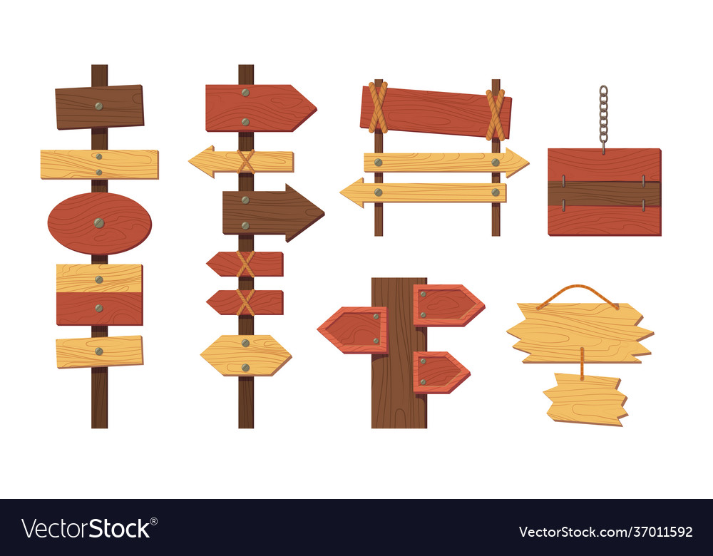 Wooden sign boards blank empty planks Royalty Free Vector