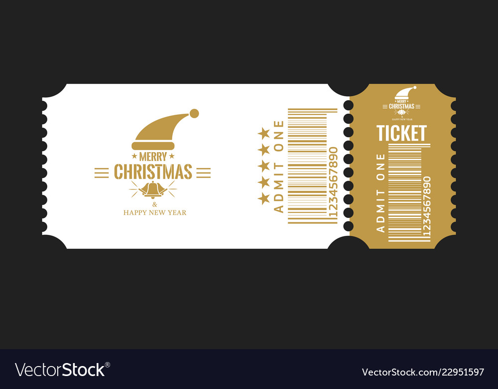 Christmas or new year party ticket card design Vector Image