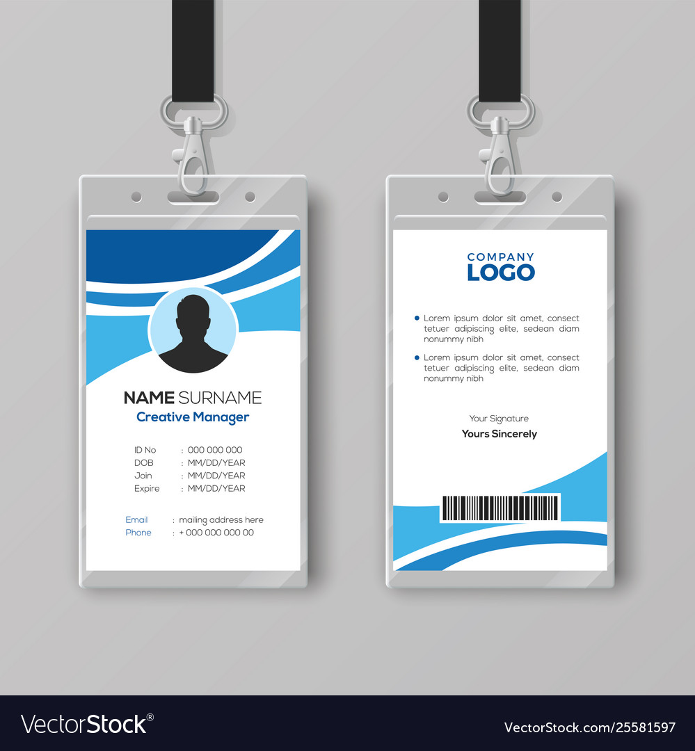 Corporate id card template with blue details Vector Image