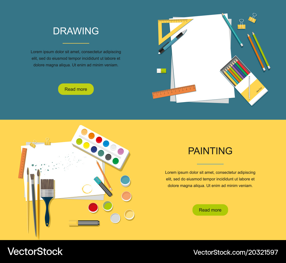 Hobby Painting Drawing Web Banner Royalty Free Vector Image