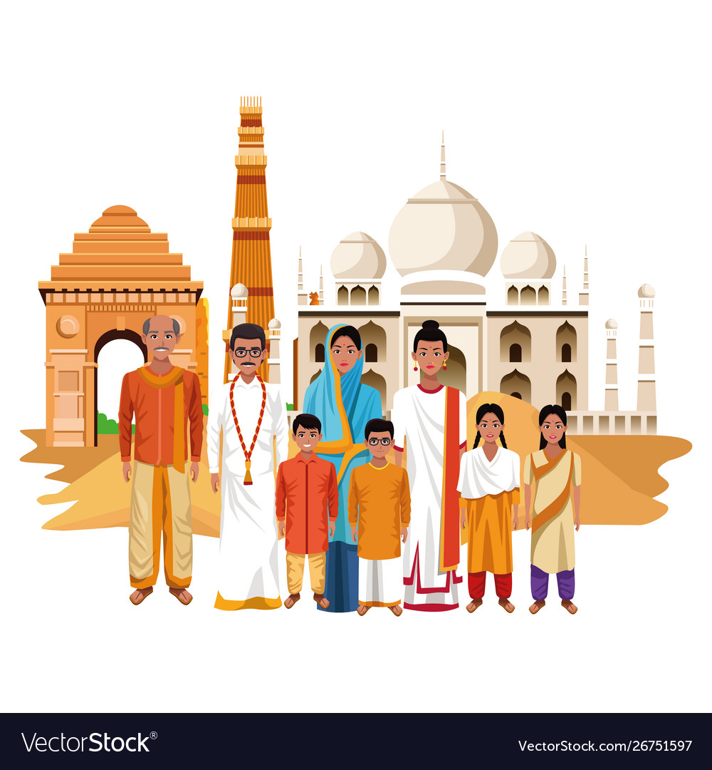 Indian family india cartoon Royalty Free Vector Image Indian family india cartoon Royalty Free Vector Image