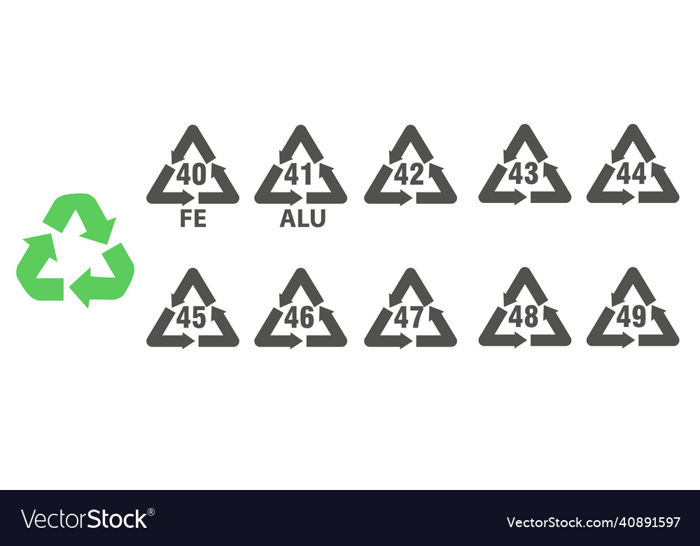 Metal recycling codes identification Royalty Free Vector
